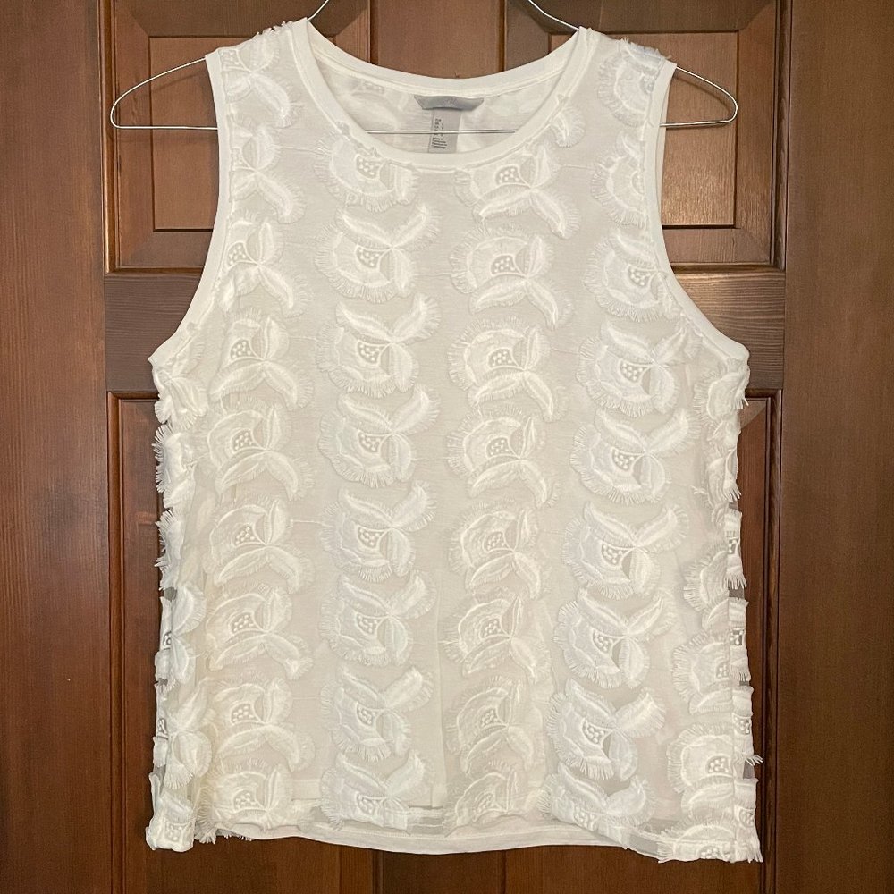 Size Large H&M white appliqué sleeveless blouse - new w/o tags